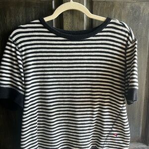 Clare V Black and White Striped Top